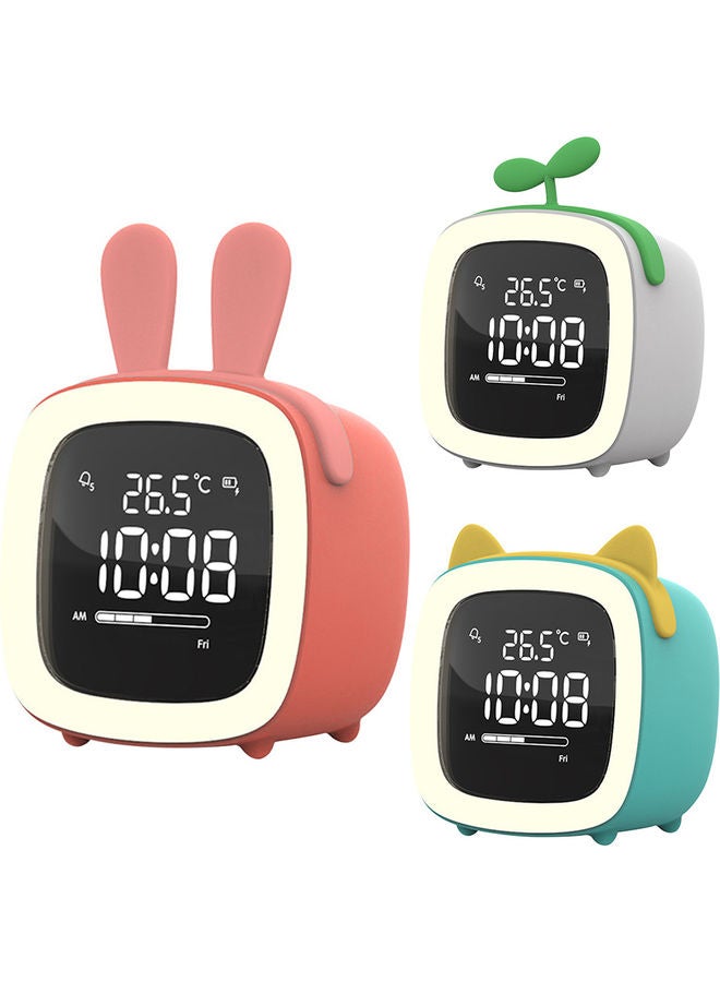 Cartoon Rabbit Ear Shape Rechargeable Digital Display LED Nigh Light Alarm Clock Blue Cat Ear 14.5x11.2x10cm - Image 4