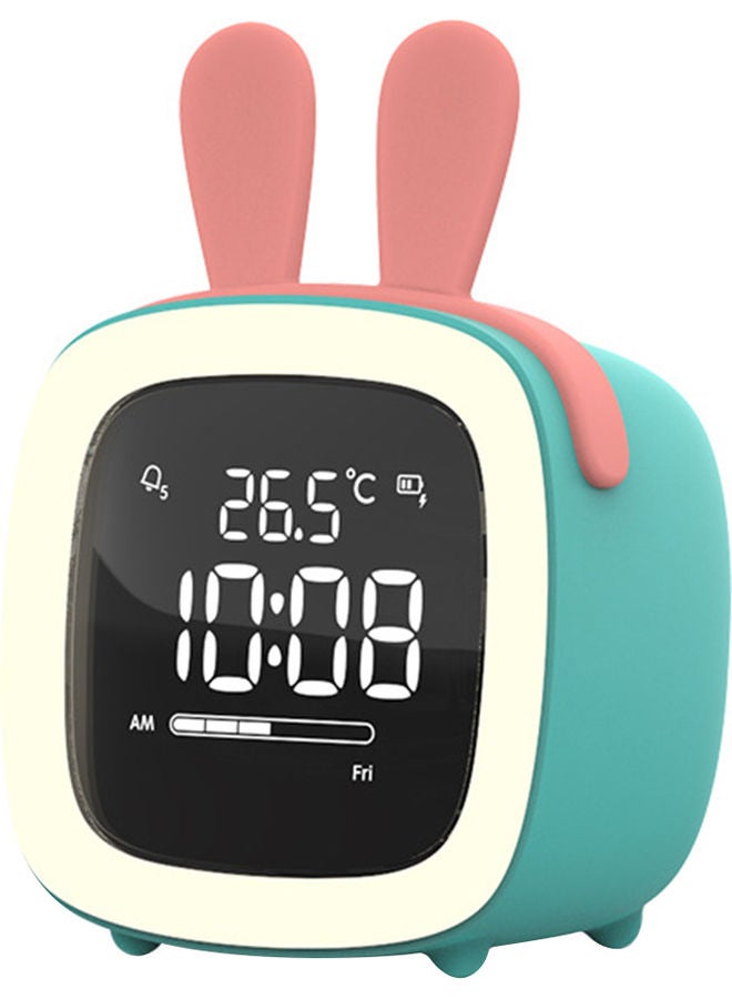 Cartoon Rabbit Ear Shape Rechargeable Digital Display LED Nigh Light Alarm Clock Blue Rabbit Ear 14.5x11.2x10cm - Image 2