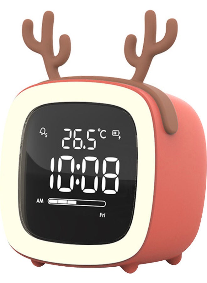 Cartoon Rabbit Ear Shape Rechargeable Digital Display LED Nigh Light Alarm Clock Orange Deer 14.5x11.2x10cm - Image 1