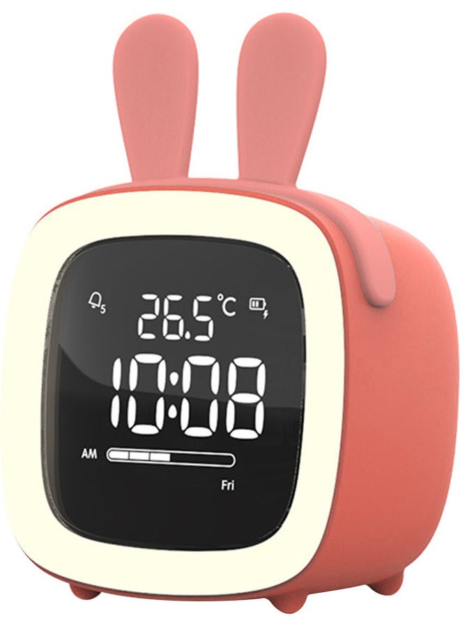 Cartoon Rabbit Ear Shape Rechargeable Digital Display LED Nigh Light Alarm Clock Orange Rabbit Ear 14.5x11.2x10cm - Image 1