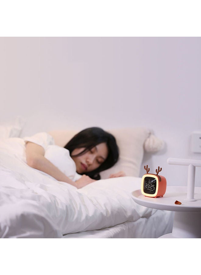 Cartoon Rabbit Ear Shape Rechargeable Digital Display LED Nigh Light Alarm Clock Orange Rabbit Ear 14.5x11.2x10cm - Image 3