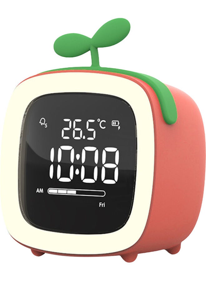 Cartoon Rabbit Ear Shape Rechargeable Digital Display LED Nigh Light Alarm Clock Orange Two Leaves - Image 1