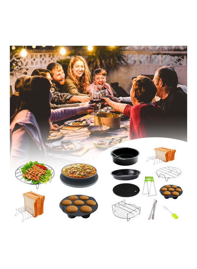 10-Piece Air Fryer Accessory Kit Frying Baking Pan Rack Pizza Tray Multicolour 1.014kg - Image 4