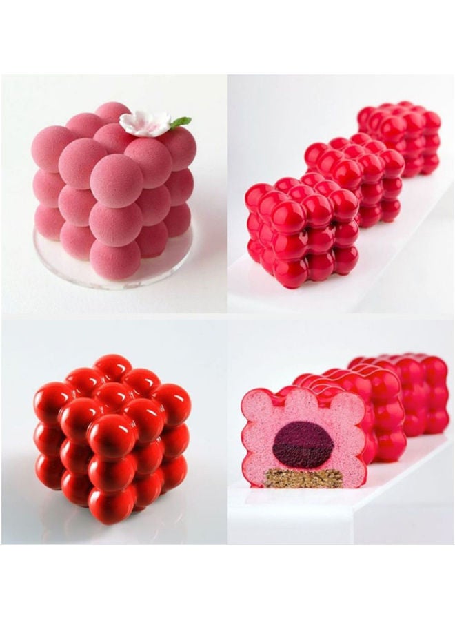 سابو قالب مكعبات من السيليكون بتصميم ثلاثي الأبعاد رائع لخبز الكيك وحلوى الموس أبيض 28x16.6سم - Image 3