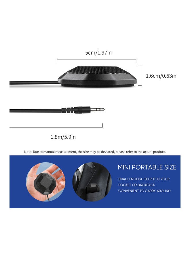 360° Omnidirectional Capacitive Portable Conference Microphone Black - Image 2