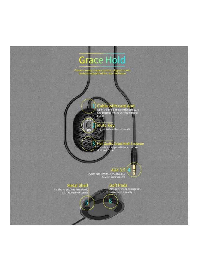 Generic - Full Capacitive USB Conference Computer Microphone Black - Image 1