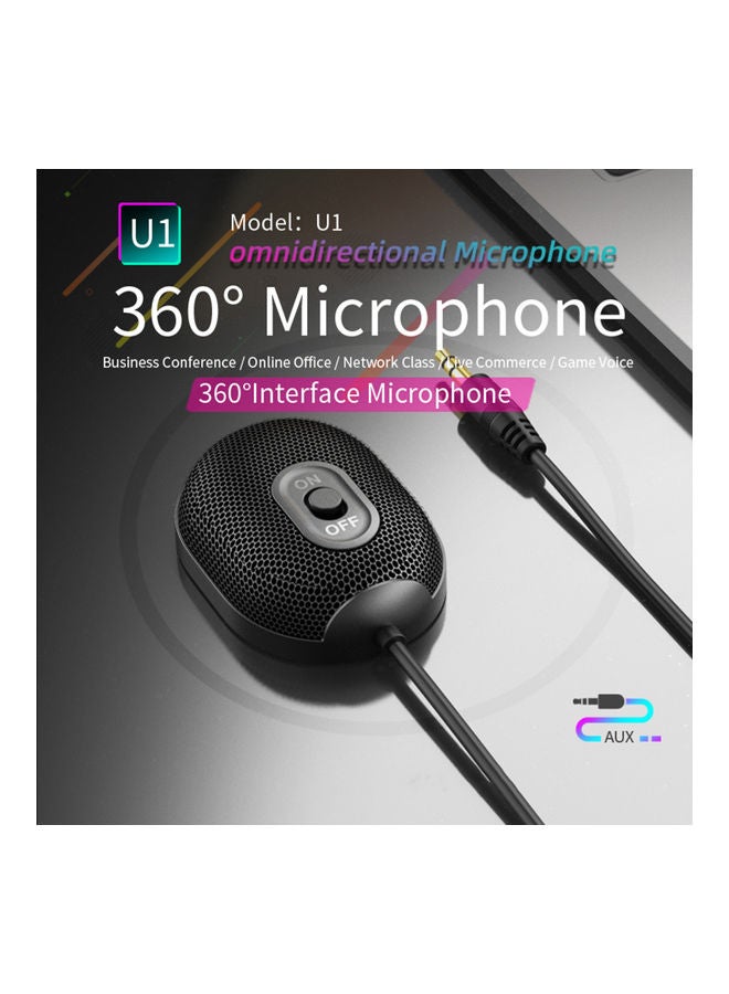 Generic - Full Capacitive USB Conference Computer Microphone Black - Image 1