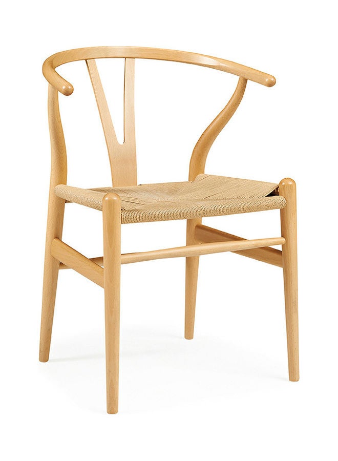 Neo Front Solid Wood Stylish Curved Back Support Dining Chair Light Brown 61x56x76cm - Image 1