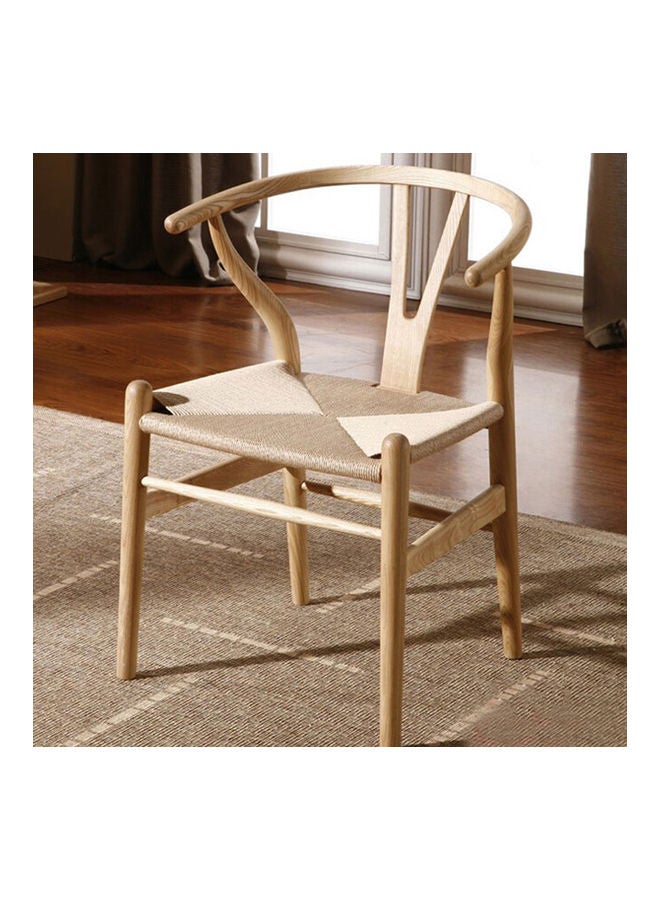 Neo Front Solid Wood Stylish Curved Back Support Dining Chair Light Brown 61x56x76cm - Image 2