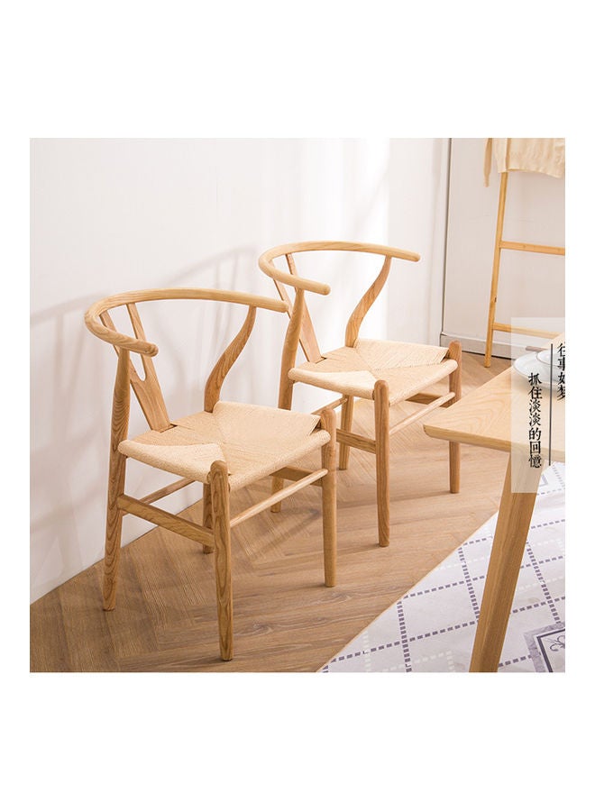 Neo Front Solid Wood Stylish Curved Back Support Dining Chair Light Brown 61x56x76cm - Image 3