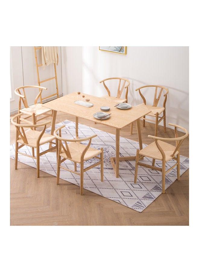 Neo Front Solid Wood Stylish Curved Back Support Dining Chair Light Brown 61x56x76cm - Image 4