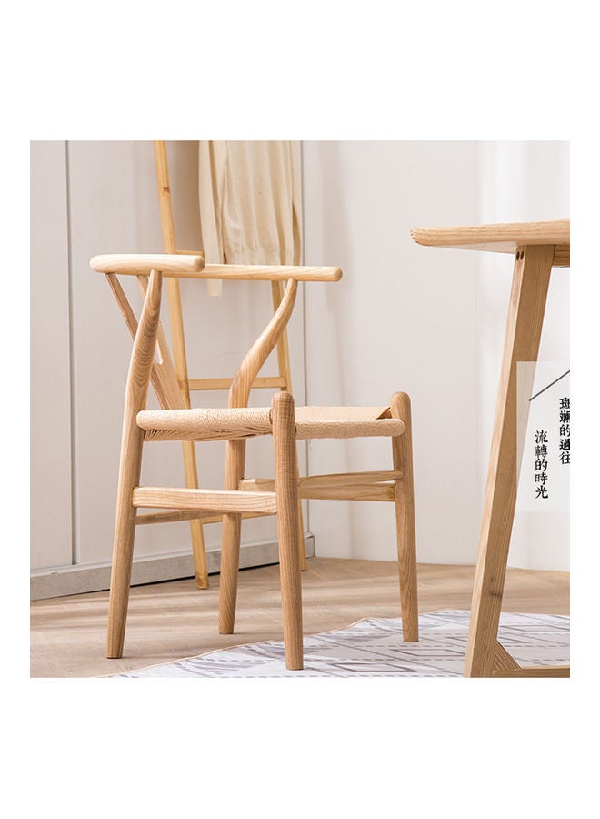 Solid Wood Stylish Curved Back Support Dining Chair Light Brown 61x56x76cm - v1630416439/N50596279A_6