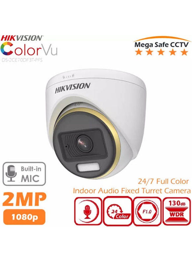 2 MP ColorVu Indoor Audio Fixed Turret Camera DS-2CE70DF3T-PFS(2.8mm)