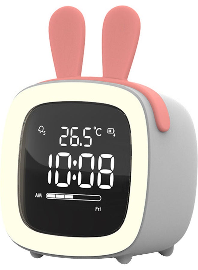Cartoon Rabbit Ear Shape Rechargeable Digital Display LED Nigh Light Alarm Clock Grey Rabbit Ear 14.5x11.2x10cm - Image 1