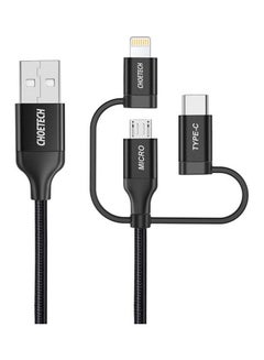 Multi USB Braided Cable With Lightning/Type C/Micro USB Connector Black