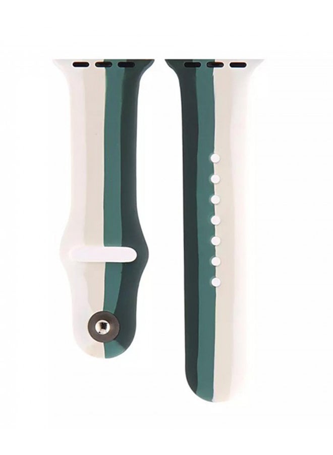 MARGOUN - Sport Silicone Replacement Band for Apple Watch 42/44/45mm White/Green - Image 1