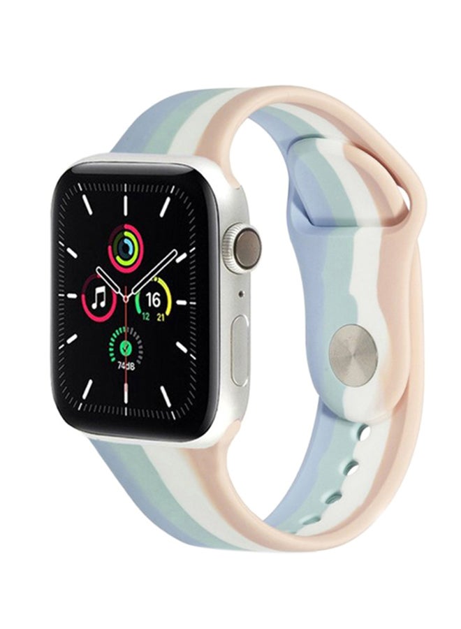 MARGOUN - Sport Silicone Replacement Band for Apple Watch 42/44/45mm Green/Blue/Pink - Image 1