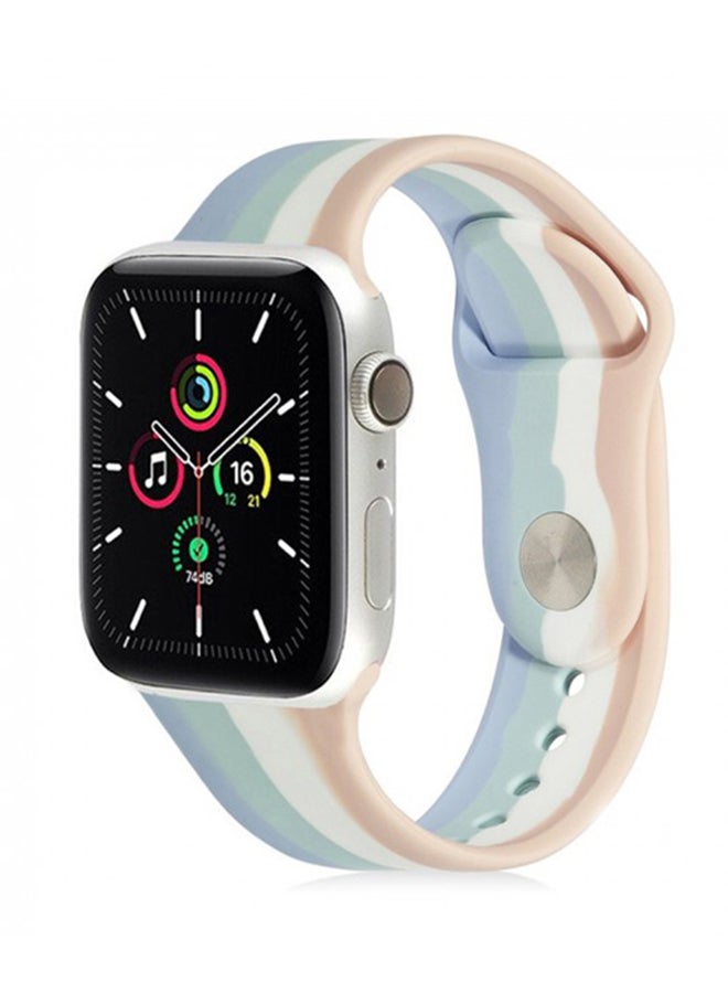 MARGOUN - Sport Silicone Replacement Band for Apple Watch 42/44/45mm Green/Blue/Pink - Image 1