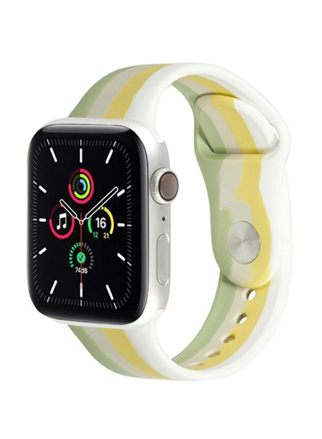 MARGOUN - Sport Silicone Replacement Band for Apple Watch 42/44/45mm White/Green/Yellow - Image 1