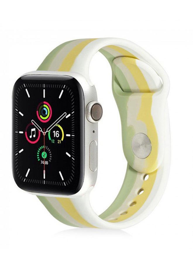 MARGOUN - Sport Silicone Replacement Band for Apple Watch 42/44/45mm White/Green/Yellow - Image 1