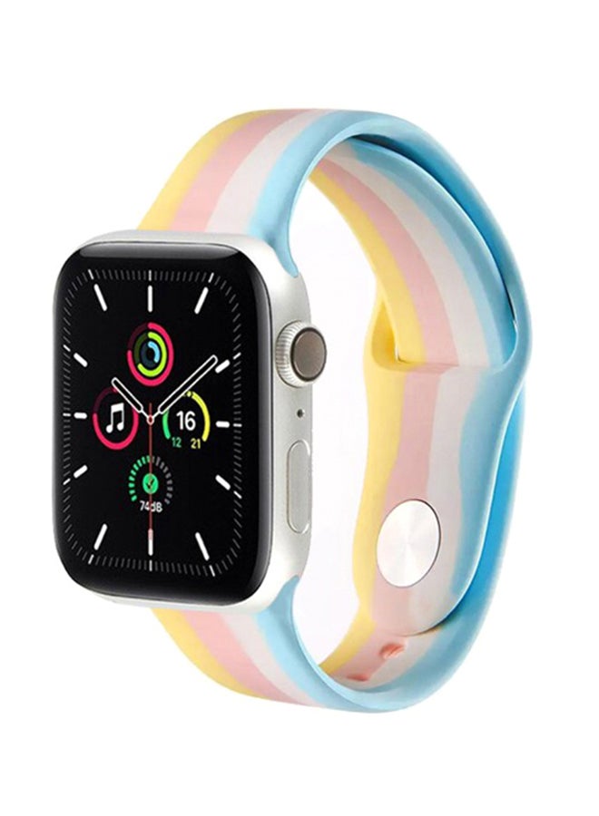 MARGOUN - Sport Silicone Replacement Band for Apple Watch 42/44/45mm Yellow/Pink/Blue - Image 1