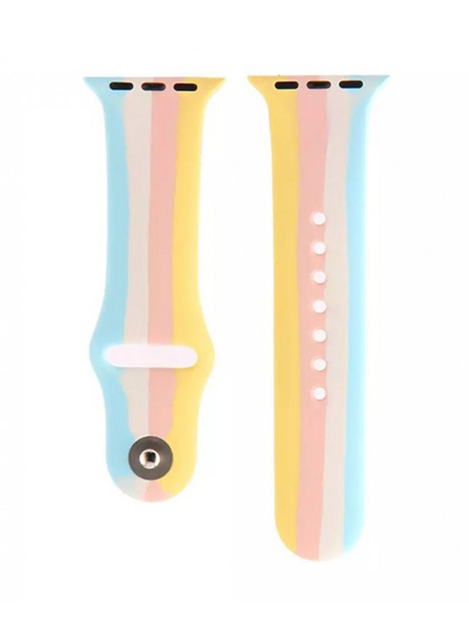 MARGOUN - Sport Silicone Replacement Band for Apple Watch 42/44/45mm Yellow/Pink/Blue - Image 1