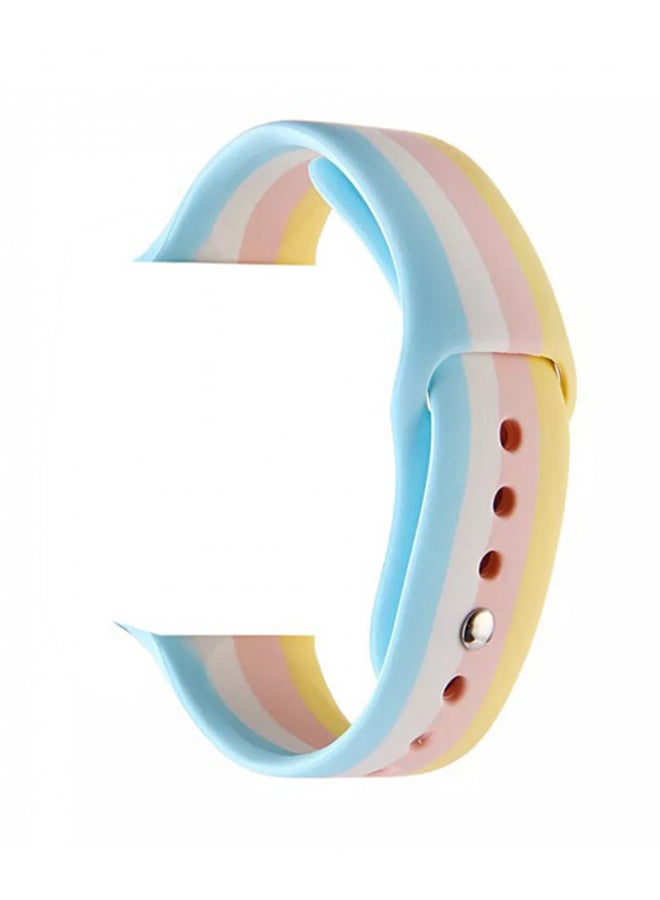 MARGOUN - Sport Silicone Replacement Band for Apple Watch 42/44/45mm Yellow/Pink/Blue - Image 1