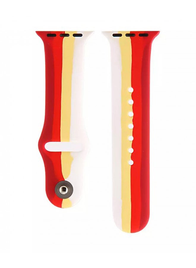 MARGOUN - Sport Silicone Replacement Band for Apple Watch 42/44/45mm Red/Yellow/White - Image 1