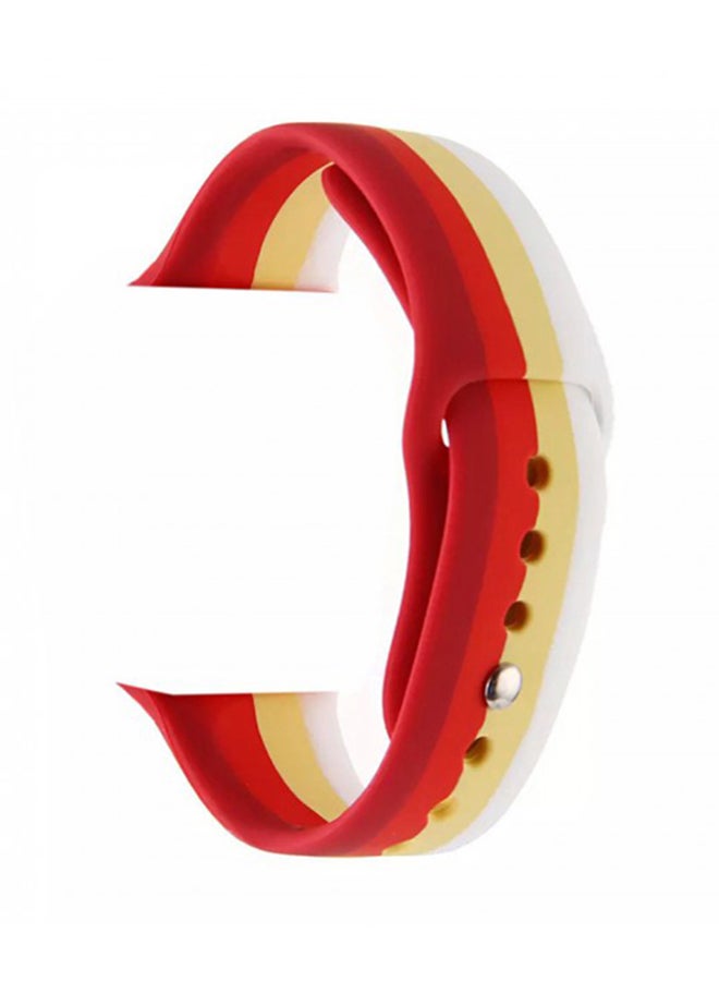 MARGOUN - Sport Silicone Replacement Band for Apple Watch 42/44/45mm Red/Yellow/White - Image 1