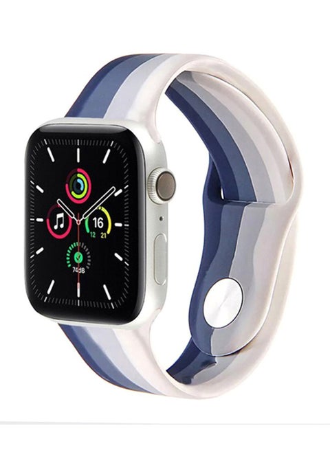 Sport Silicone Replacement Band for Apple Watch 42/44/45mm Blue/White