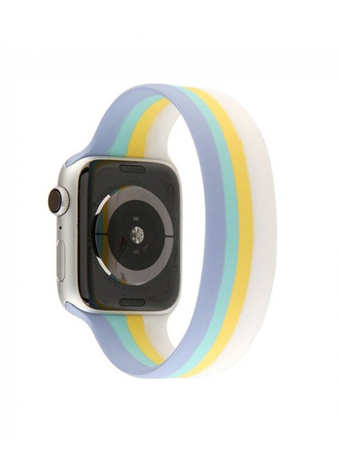 مارجون سوار بديل سولو لووب مصنوع من السيليكون لساعة أبل قياس 42/44/45 مم أزرق/أبيض/أصفر - Image 2