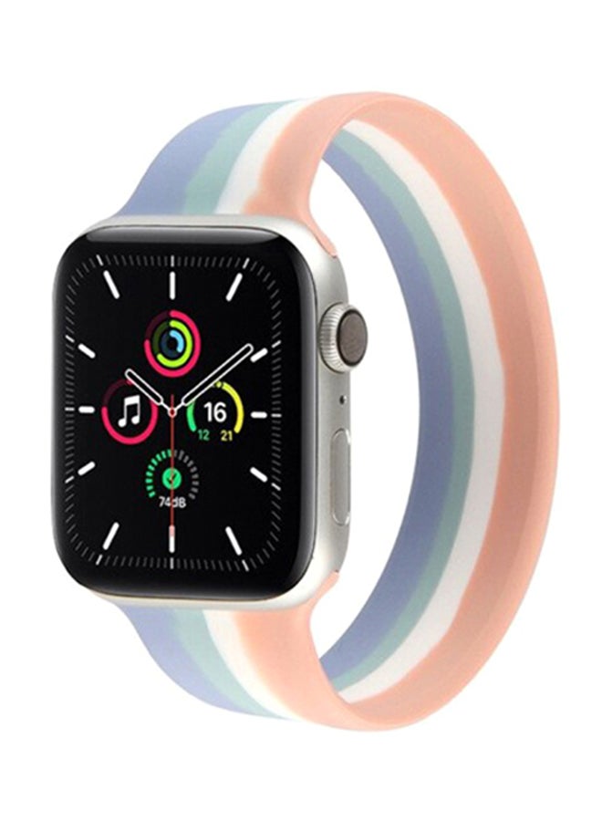 MARGOUN Solo Loop Silicone Replacement Band for Apple Watch 42/44/45mm Blue/Green/Pink - Image 1