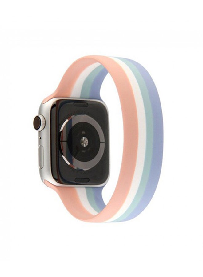 MARGOUN Solo Loop Silicone Replacement Band for Apple Watch 42/44/45mm Blue/Green/Pink - Image 2