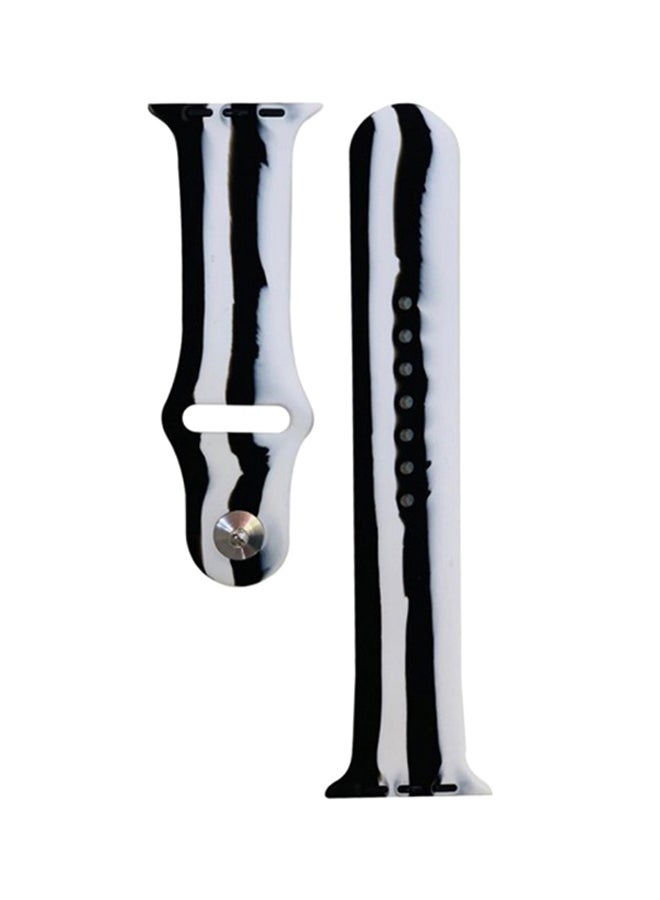 MARGOUN Sport Silicone Replacement Band for Apple Watch 42/44/45mm Black/White - Image 1