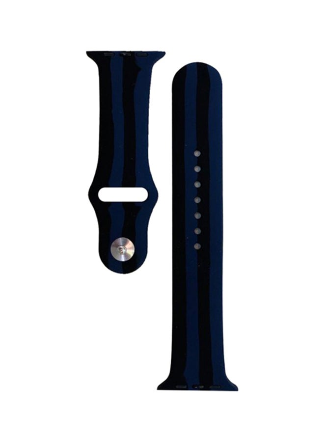 MARGOUN - Sport Silicone Replacement Band for Apple Watch 42/44/45mm Blue/Black - Image 1
