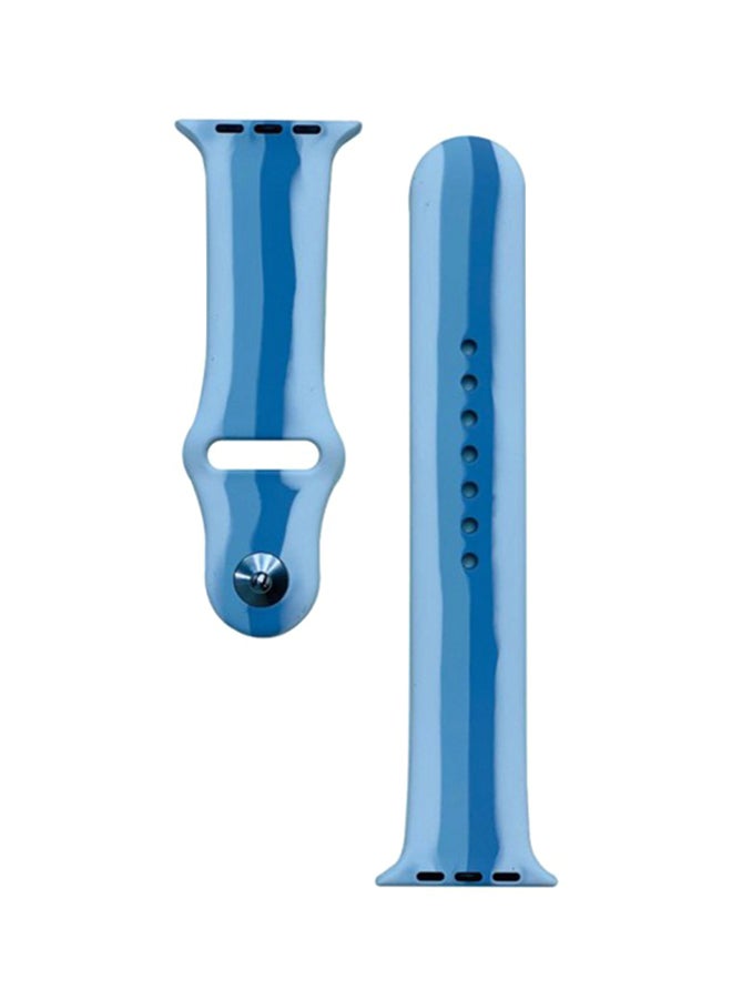 MARGOUN - Sport Silicone Replacement Band for Apple Watch 42/44/45mm Light Blue/Dark Blue - Image 1