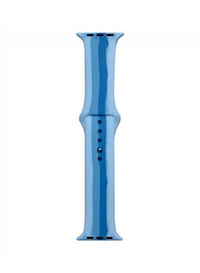 MARGOUN - Sport Silicone Replacement Band for Apple Watch 42/44/45mm Light Blue/Dark Blue - Image 1