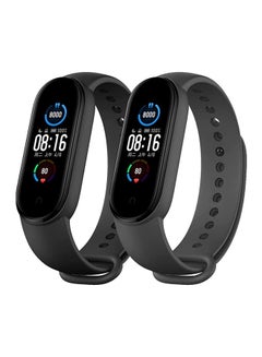 MARGOUN 2-Piece Silicone Replacement Strap For Xiaomi Mi Band 5/6 Black  - Image 1