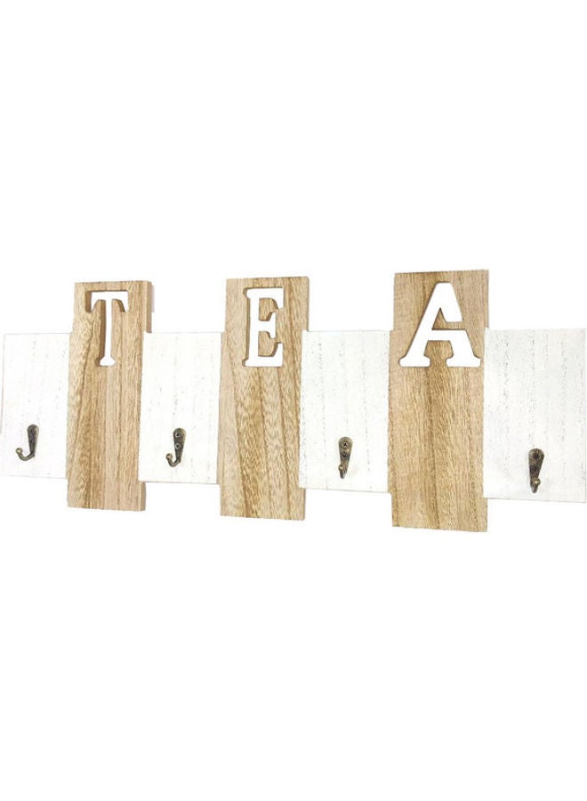 East Lady Wall Hanging Tea Sign Board With Hook White/Beige 46x19.5cm  - Image 1