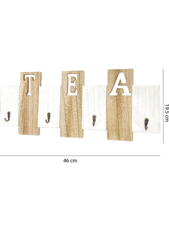 East Lady Wall Hanging Tea Sign Board With Hook White/Beige 46x19.5cm  - Image 2