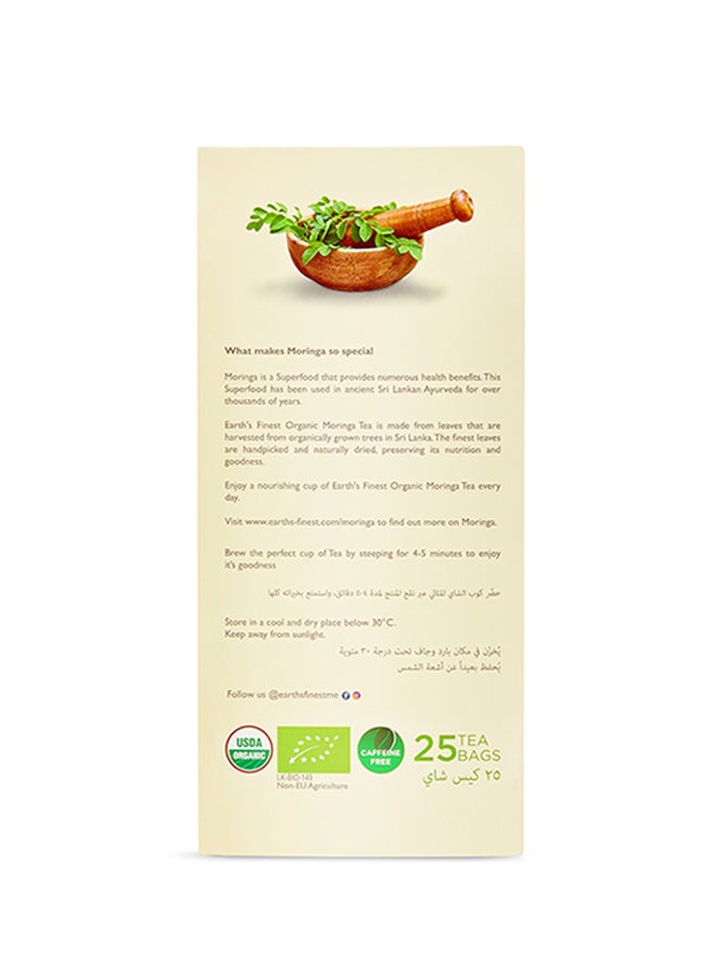 Organic Moringa Tea With Green Tea, 25 Bags 37.5grams