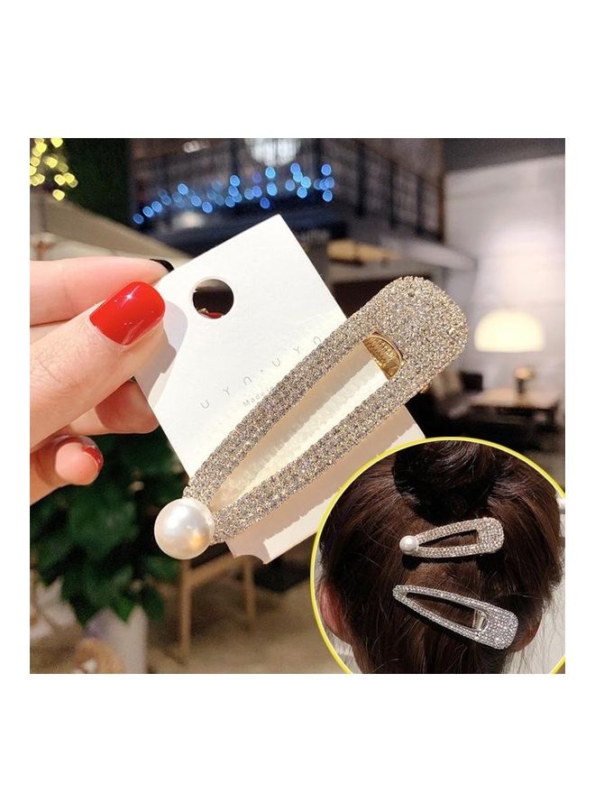 BGM Fashion Flash Luxury Diamond Crystal Pearl Elegant Women Barrettes Hair Accessories  - Image 1