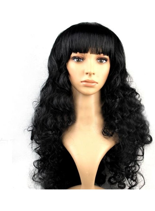 BGM Wild-Curl Up Party Headwear Wavy Long Wig for Female Black 65cm - Image 1