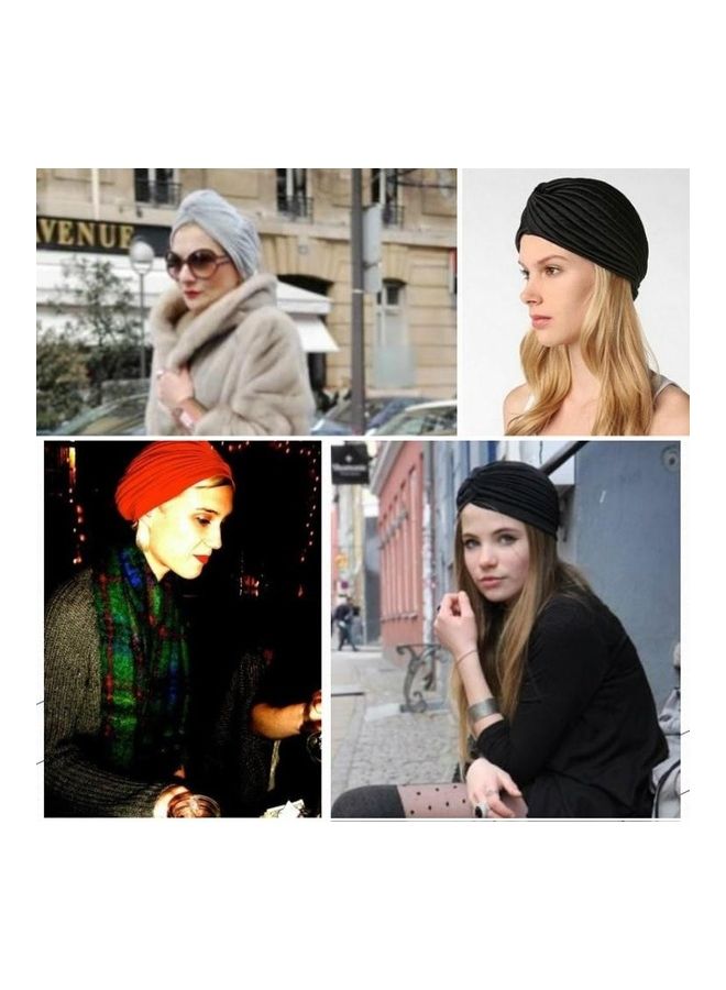BGM Holiday Stretchy Turban Head Wrap Band Sleep Hat Ear Cap Red  - Image 5