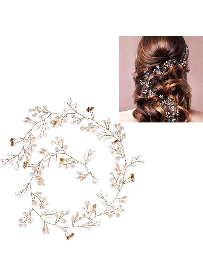 BGM Wedding Fashion Headdress Bride Wedding Crown Floral Pearl Hair Accessories  - Image 2