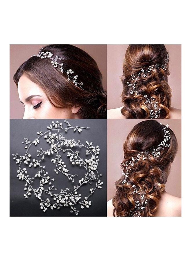 BGM Wedding Fashion Headdress Bride Wedding Crown Floral Pearl Hair Accessories  - Image 3