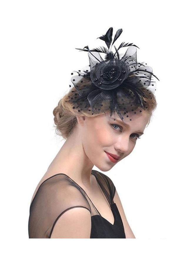 BGM Handmade Bride Mesh Hair Accessories Wedding Photo Hat Headwear Black - Image 1