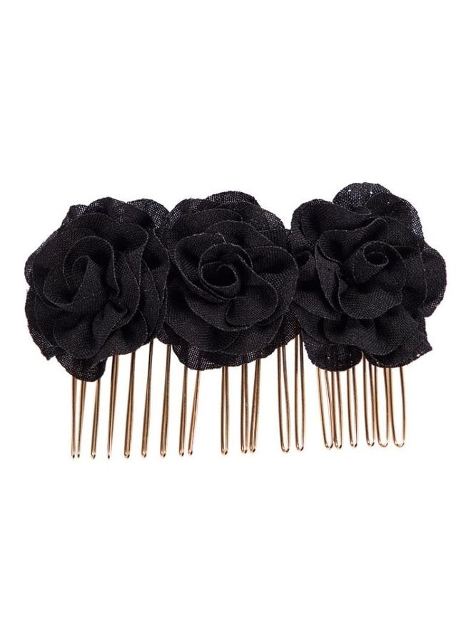 BGM 2-Piece Bridal Hair Rose Comb Black - Image 1