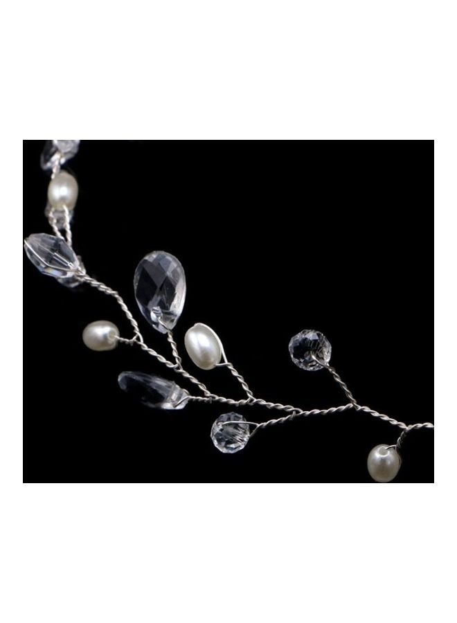 بي جي إم إكسسوار شعر عصرية للعرائس على شكل أوراق شجر أنيقة فضي - Image 3