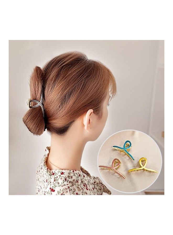 بي جي إم قطعتان من زينة الشعر المجوفة بتصميم هندسي متقاطع كلاسيكي أزرق/ذهبي  - Image 5